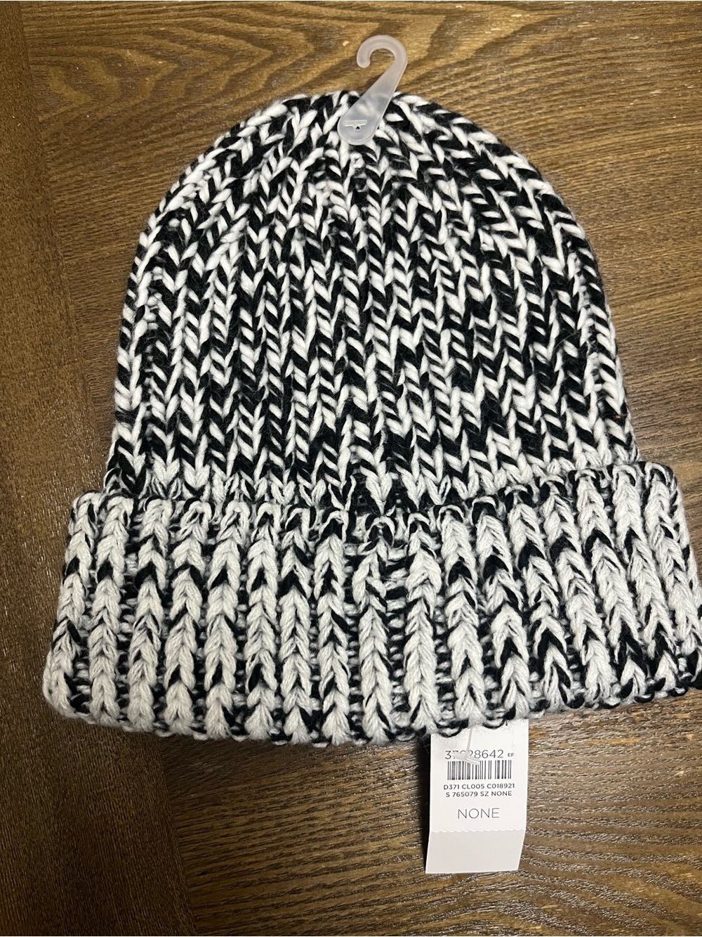 LOFT Black & White Marled Knit Beanie